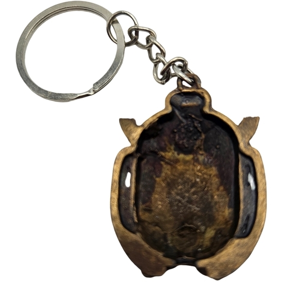 Bronze Scarab Keychain with Red Accents - Picture 2 of 4